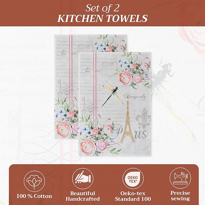 Maison d' Hermine Kitchen Towels Set of 2 100% Cotton 27.50" x 20" Reusable - Image 2