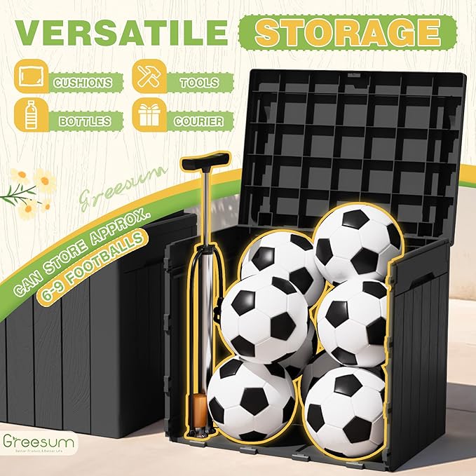 Greesum 31 Gallon Deck Box for Outside, All Weather Outdoor Storage Boxes for Patio Furniture Set, Package Delivery Box,Garden Tools, Gray(Set of 2) - Image 6