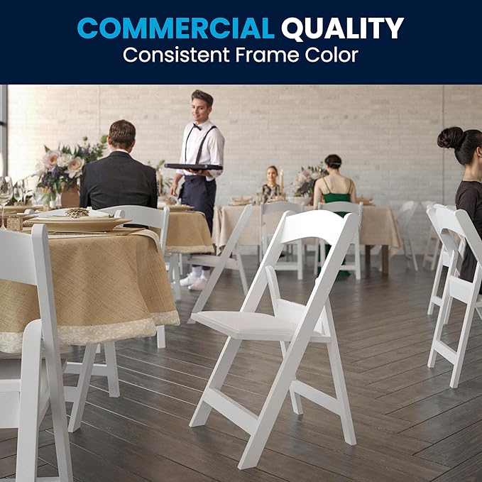 Flash Furniture Hercules™ Series Folding Chair - White Resin - 1000LB Weight Capacity Comfortable Event Chair - Light Weight Folding Chair - Image 7