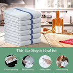 Bar Mop Blue Stripe 16x19 4 lbs Pack of 24, 100% Cotton Double Stitched Route - Image 3