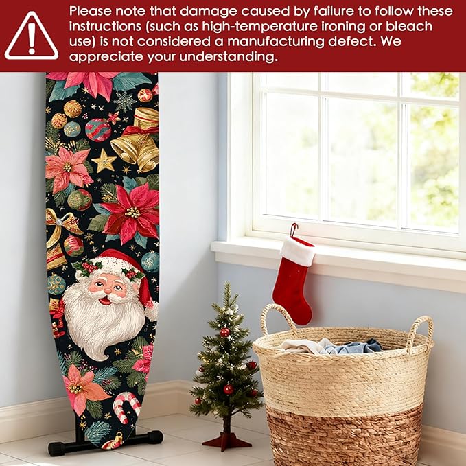 Nuxovilar Ironing Board Cover Christmas Santa Claus Pattern Polyester 15x54 - Image 6