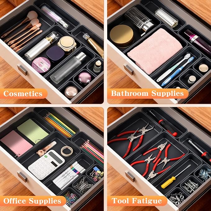 8PCS Plastic Interlocking Drawer Organizer, 3 Sizes Versatile Desk Drawer - Image 4