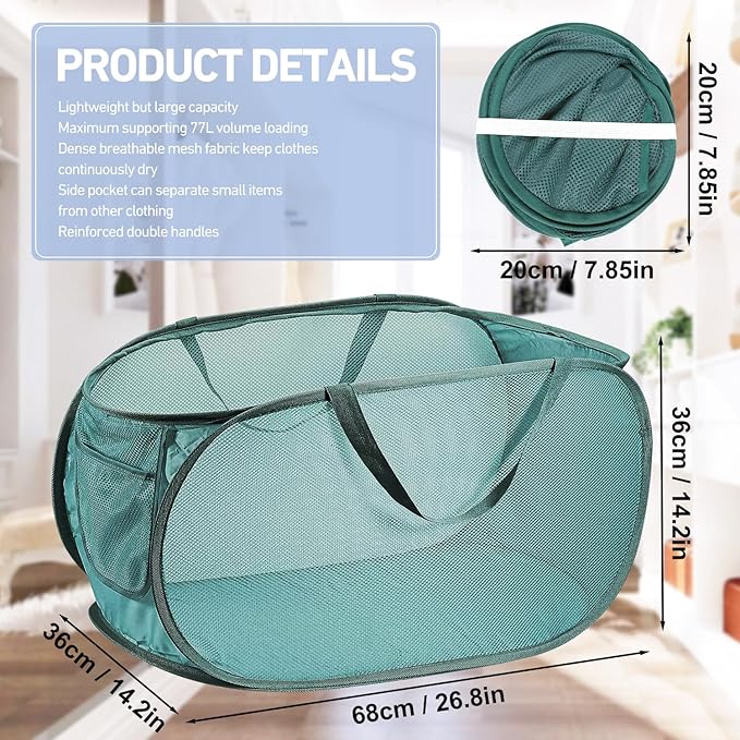 4PCS Mesh Laundry Hamper, Collapsible Laundry Baskets, 75L Large Foldable Dirty - Image 2
