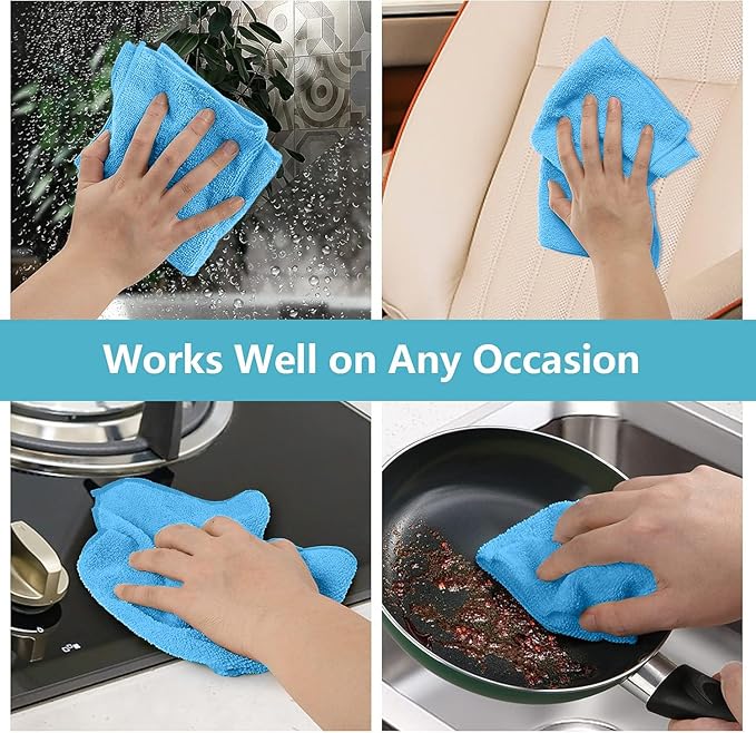 HOMEXCEL Blue Microfiber Cleaning Cloth 100 Pack, Microfiber Towel - Image 5