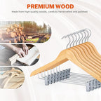 HOUSE DAY 24 Pack High-Grade Wooden Suit Hangers Skirt Hangers - Image 2
