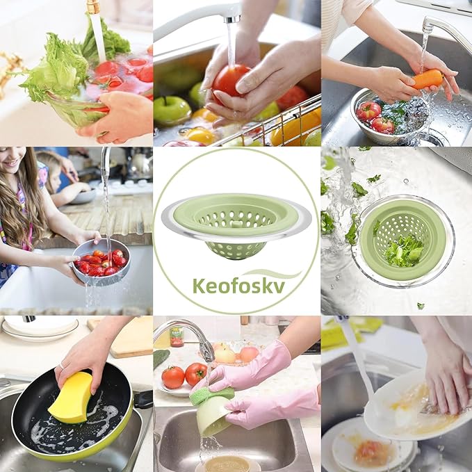 2 PCS Kitchen Stainless Silicone Sink Strainer, 4.5 inch Diameter… - Image 8