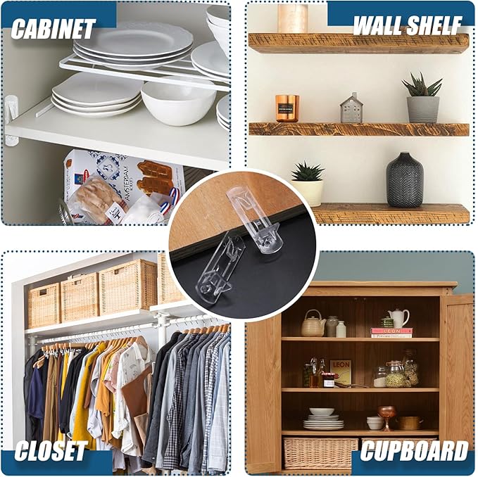 Biaungdo 12 Pcs Plastic Locking Shelf Support Pegs, 6mm Clear Cabinet Shelf - Image 6