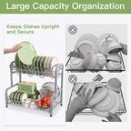 2 Tier Stainless Steel Large Capacity Dish Drainers Drying Rack - Image 4