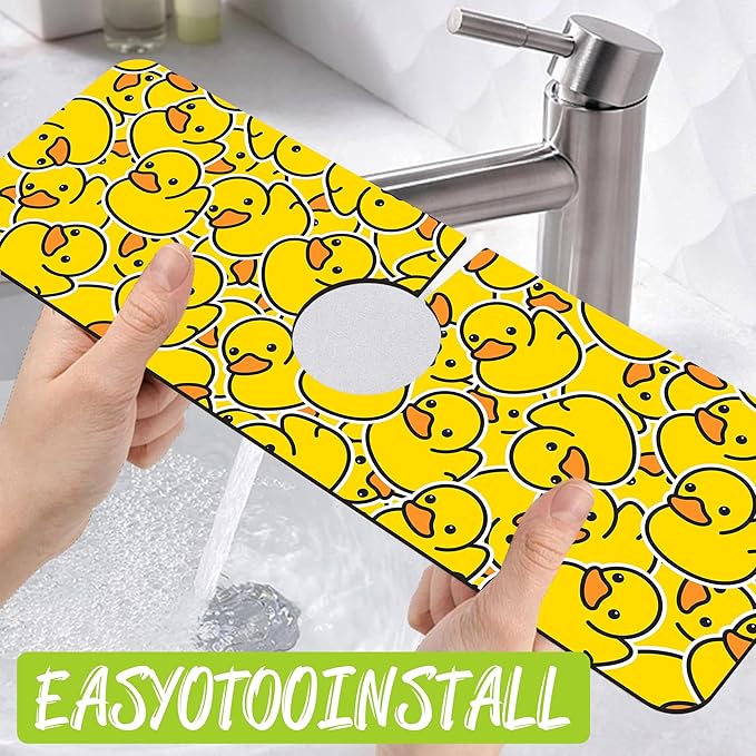 Sink Splash Guard Faucet Mat Rubber Ducky Absorbent Fast Drying Mat Sink - Image 4
