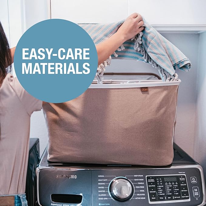 CleverMade Collapsible Laundry Basket LUXE 2 Pack – 60 L Foldable Cotton Blend - Image 5