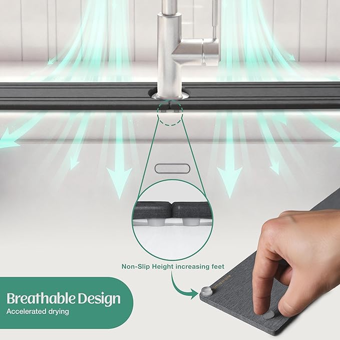 Stone Faucet Mat for Kitchen Sink Splash Guard 15.7" x 3.9" - Image 7