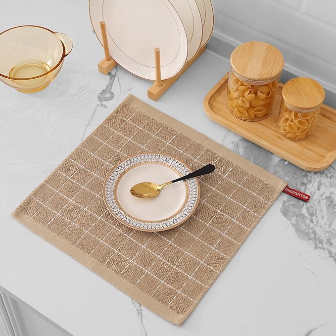 Mordimy 100% Cotton Terry Cloth Dish Cloths, Soft and Absorbent Checkered Dish - Image 8