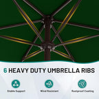 AreShark 7.5FT Patio Umbrella Table Market Umbrella with 6 Sturdy Ribs, Button Tilt/Crank, Heavy-Duty Outdoor Umbrellas for Pool, Deck, Garden and Backyard, Dark Green - Image 4