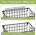Wall Basket with Label Plate & 5 S-Hooks –4 Pack Hanging Wire Basket - Image 3