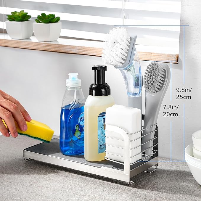 Wipe-Free Sink Organizer with Drying Stone, Instant Dry Sink Caddy Organizers - Image 6