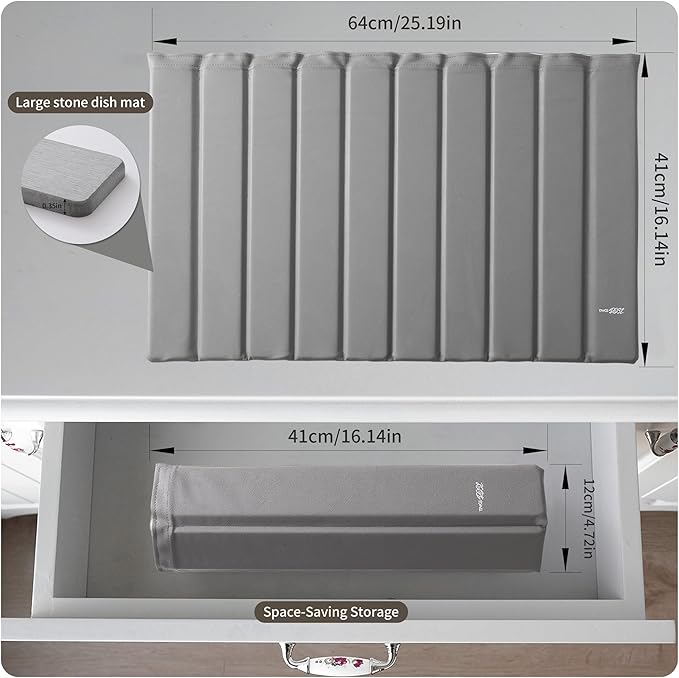 Stone Drying Mat for Kitchen Counter-Super Absorbent PU Dish Drying Mat - Image 5