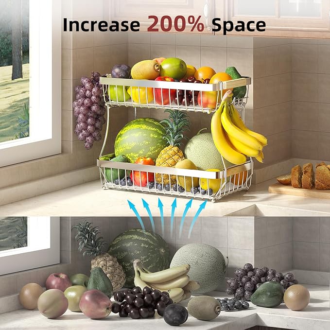 2 Tier Large Fruit Basket for Kitchen Counter - Image 9