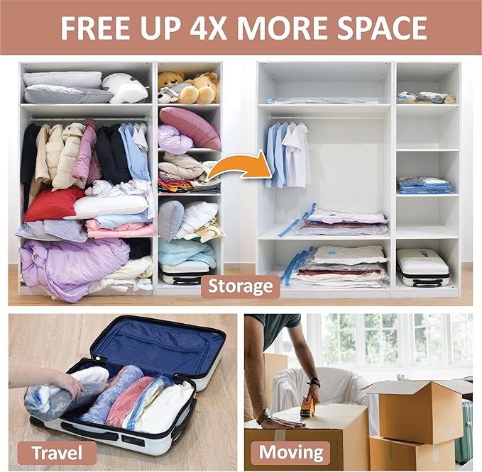 Cozy Essential 8 Pack XXL Jumbo Vacuum Storage Bags, Extra Sealed Bags - Image 3