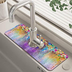 Abstract Watercolor Flowers Dish Drying Mat by Unknown