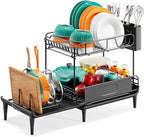Dish Drying Rack for Kitchen Counter, Expandable 2 Tier Dish Rack, Large by Urackify