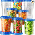 12 Pack-34 oz Freezer Storage Containers, Plastic Food Storage Containers by Unknown
