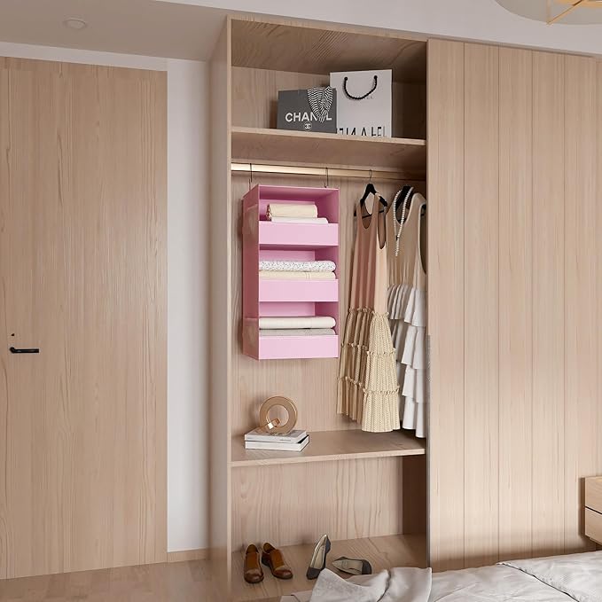 3-Shelf Hanging Closet Organizer and Storage, Foldable Hanging Closet Shelves - Image 6