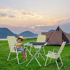 VINGLI Patio Lawn Webbed Folding Chairs Set of 2, Outdoor Beach Chair Portable Dining Chair for Outdoor Yard, Garden (Yellow, Classic) - Image 2