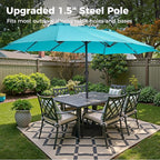 SUPERJARE 13FT Outdoor Umbrella for Patio, Double sided Pool Umbrellas with Fade Resistant Canopy, Large Table Umbrella for Deck, Market, Backyard - Light Blue - Image 3