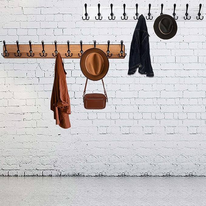 WEBI Rustic Coat Rack Wall Mount, Solid Wood Coat Hooks Wall Mounted Coat Hanger - Image 7