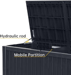 DRATO 200 Gallon Deck Box, Waterproof Resin Large Outdoor Storgae Box for Patio Furniture, Patio Cushions, Gardening Tools, Pool Supplies, Lockable（Black，200 Gallon） - Image 5