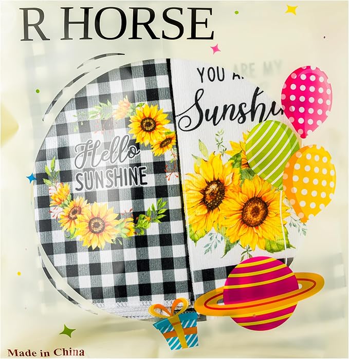 R HORSE 5Pcs Sunflower Kitchen Towels Decorative Set, Summer Flower Dishcloth - Image 7