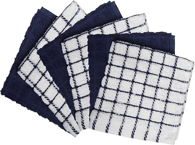 Bumble Premium Cotton Dish Cloths 12" x 12"| Navy Design | 405 GSM | Highly - Image 2