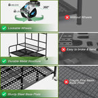 Garden Tool Organizer Rack with Wheels Up to 39 Tools, Heavy-Duty Steel Yard Tool Organizer for Garage Storage with 12 Hooks, Broom Holder & Garden Tool Rack for Shed, Patio, Outdoor Use, Black - Image 5