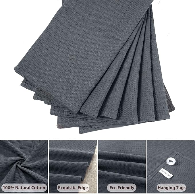 QUILTINA Dish Towels Set, 100% Cotton Waffle Weave Kitchen Towels 6 Pack - Image 5