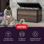 Keter Walnut 100 Gallon Resin Deck Box-Organization and Storage for Patio Furniture Outdoor Cushions, Throw Pillows, Garden Tools and Pool Toys - Image 11
