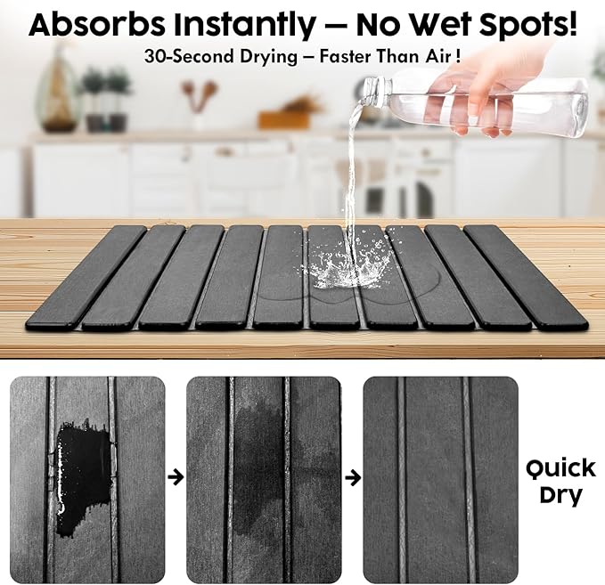 Large Stone Dish Drying Mat for Kitchen Counter, Premium Diatomaceous Earth - Image 5