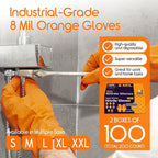 Inspire Heavy Duty Orange Nitrile Gloves | ULTRA 8 Mil Diamond Textured Grip | - Image 7