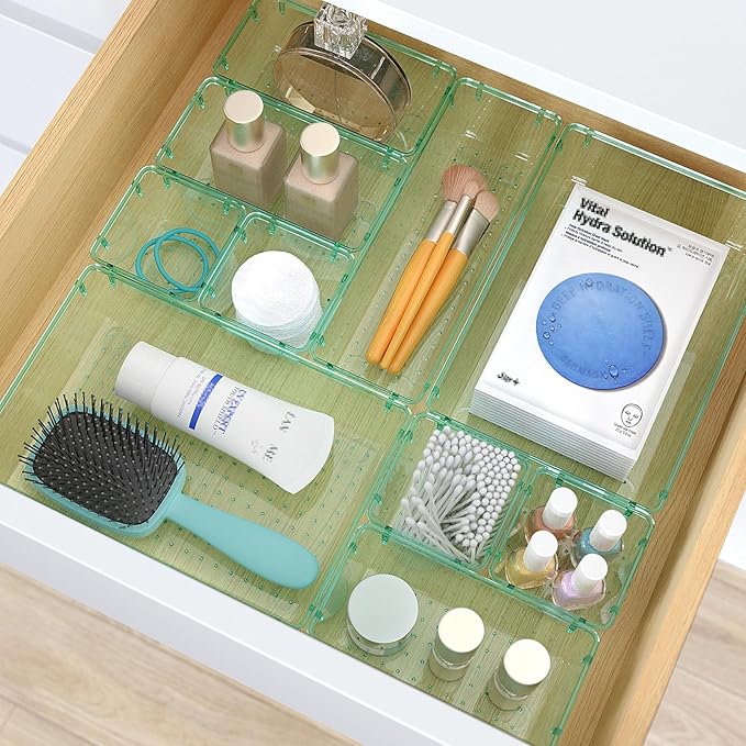 7 PCS Clear Plastic Drawer Organizers Set, 4 Size Desk Drawer Organizer Trays - Image 5