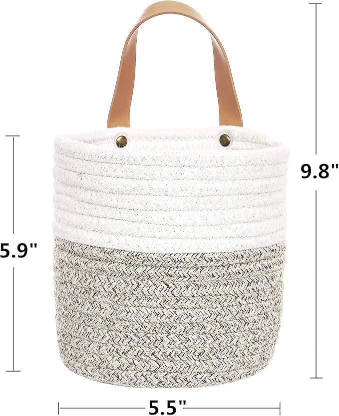 2pack Small Hanging Basket-Cotton Rope Wall Basket - Image 2