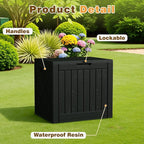 Flamaker Resin Deck Box 40 Gallon Waterproof Outdoor Indoor Storage Box Imitation Wood Resin for Patio Furniture Garden Tools and Pool (Black) - Image 4