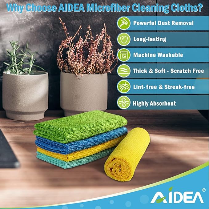 AIDEA Microfiber Cleaning Cloth, Absorbent Shop Rags, Microfiber Towels - Image 2