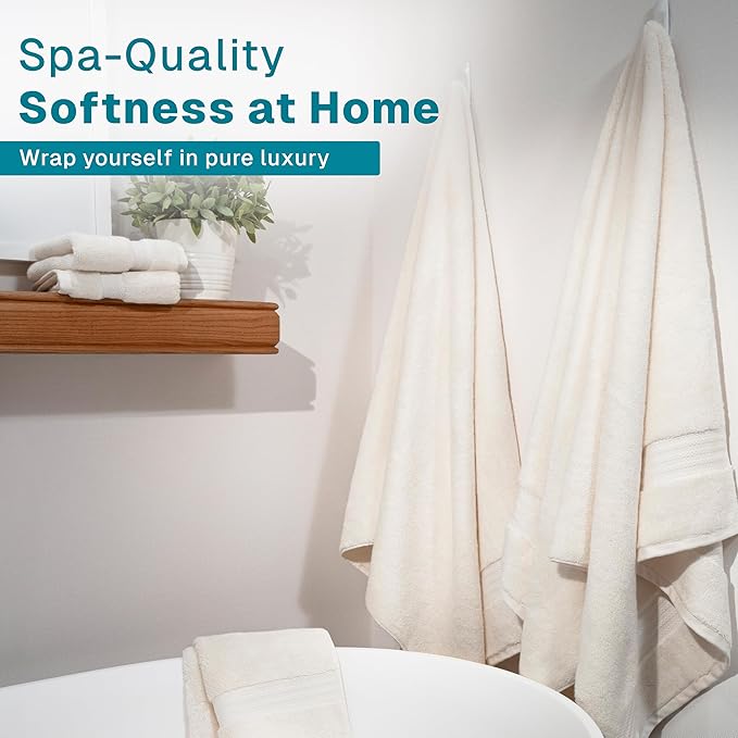 Fabdreams 100% Organic Cotton Bath Towel Set of 6 700 GSM Hotel Premium Plush - Image 2