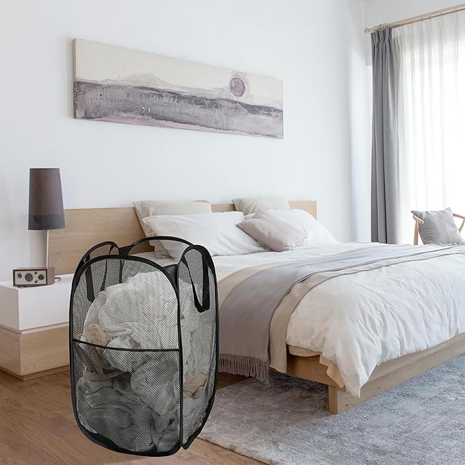 2 Pack Laundry Basket, Foldable Mesh Pop-up Laundry Hamper - Image 3