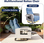 Outdoor Recliner Chair Set of 2, Wicker Patio Recliners with Adjustable Backrest and Extended Foot Rest, Reclining Patio Chairs with Flip Table & Removable Cushion Cover for Porch - Image 3