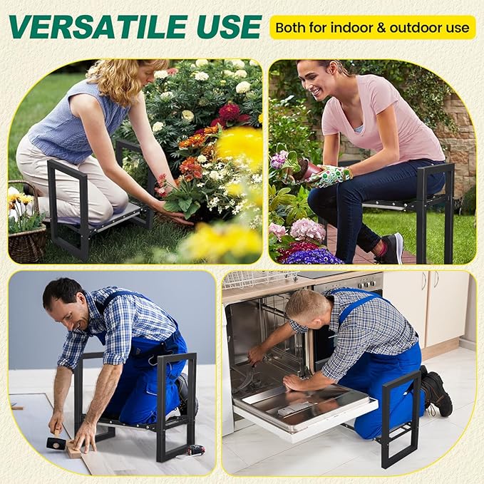 Garden Kneeler and Seat Heavy Duty - 12.7" Wide Garden Kneeling Bench Stool with Handles, Folding Knee Seat Chair Gardening Gifts for Seniors Women Men Gardeners Pain-Free Weeding Planting - Image 8