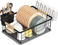 Dish Drying Rack Black with Diatomaceous Earth 1 Tier, Large Capacity Space by IBEDMAZIE