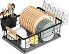 Dish Drying Rack Black with Diatomaceous Earth 1 Tier, Large Capacity Space by IBEDMAZIE
