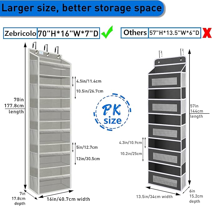 over the door organizer, Solid Bamboo Board 6-Tier Heavy Duty 75LB, 12 Side - Image 2