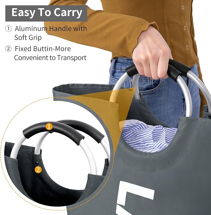 ZEROJETLAG 115L X-Large Laundry Basket Collapsible Hamper - Image 3