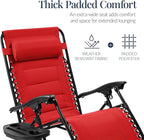 Best Choice Products Oversized Padded Zero Gravity Chair, Folding Outdoor Patio Recliner, XL Anti Gravity Lounger for Backyard w/Headrest, Cup Holder, Side Tray, Polyester Mesh - Crimson Red - Image 4